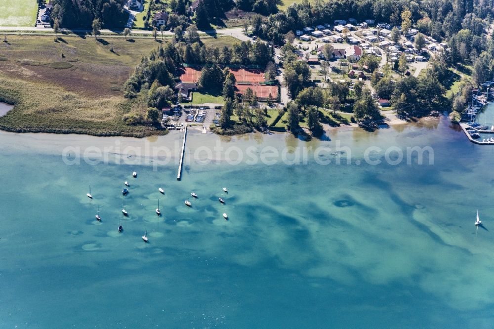 Seeshaupt from above - Camping with caravans and tents in Seeshaupt in the state Bavaria, Germany