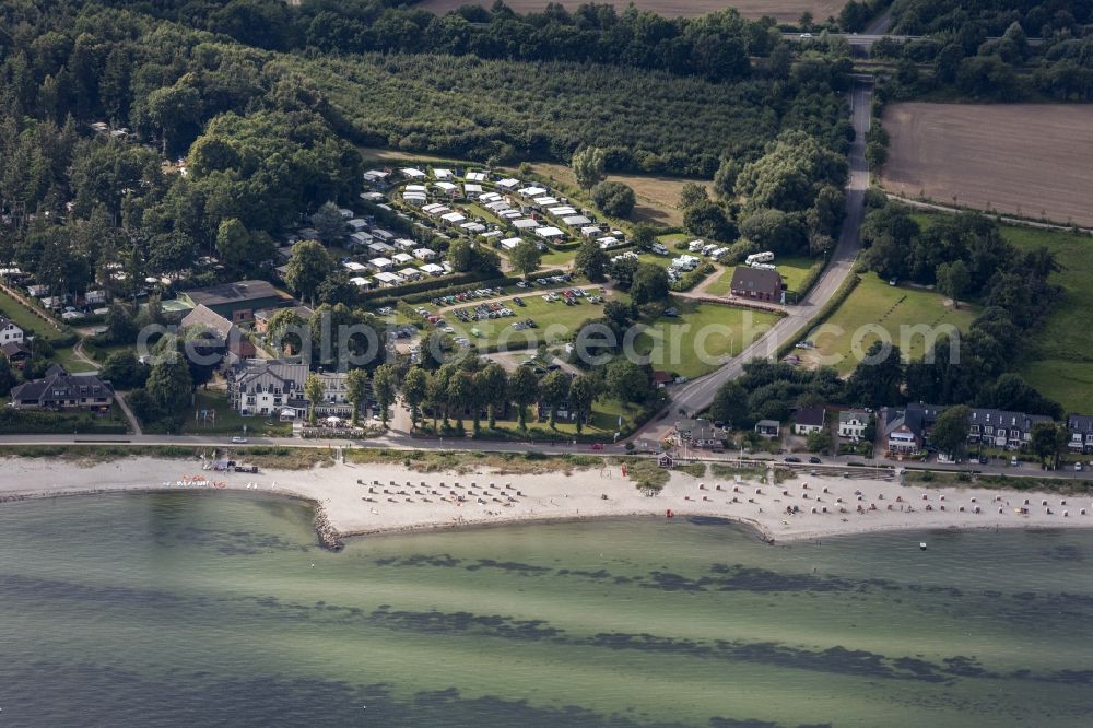 Neustadt from the bird's eye view: Camping with caravans and tents in Neustadt in the state Schleswig-Holstein
