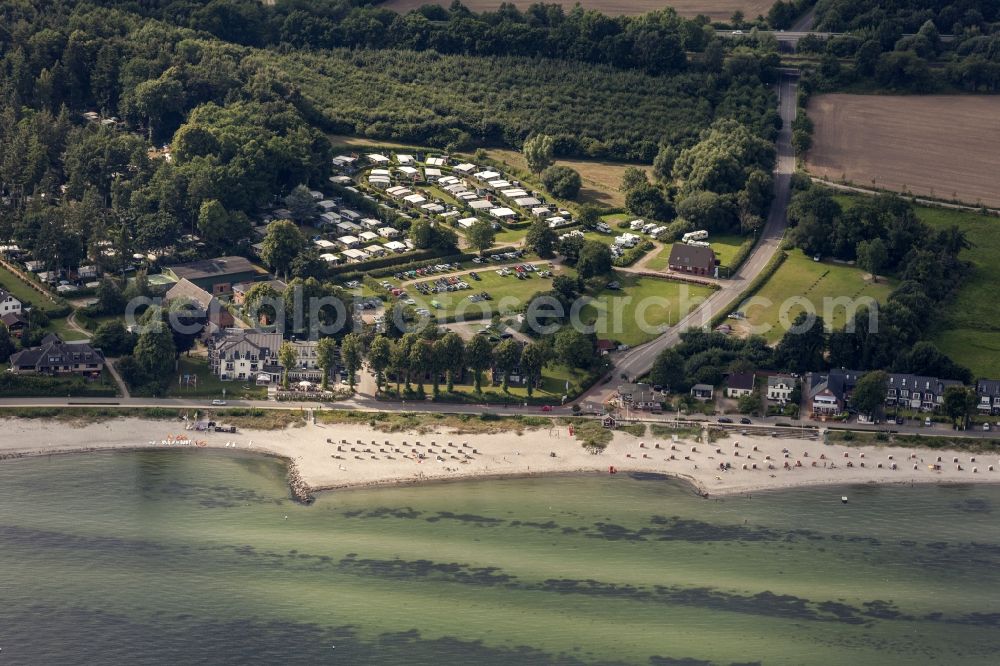 Aerial image Neustadt - Camping with caravans and tents in Neustadt in the state Schleswig-Holstein