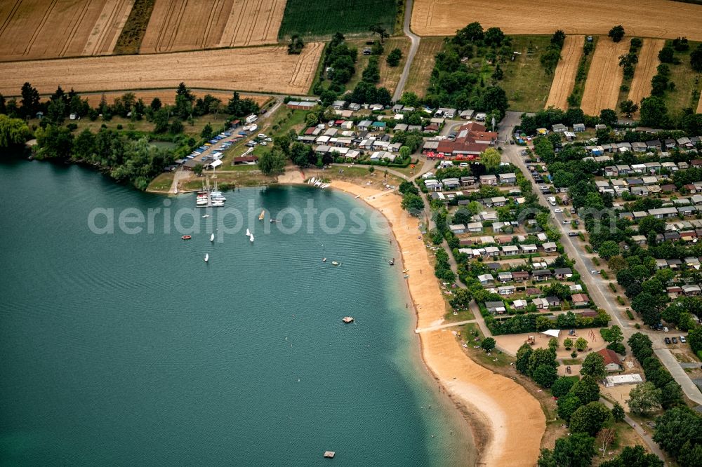 Aerial photograph Ubstadt-Weiher - Camping with caravans and tents in Ubstadt-Weiher in the state Baden-Wurttemberg, Germany