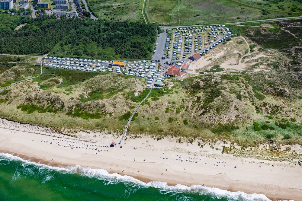 Aerial image Sylt - Camping with caravans and tents in Westerland at Sylt in the state Schleswig-Holstein, Germany