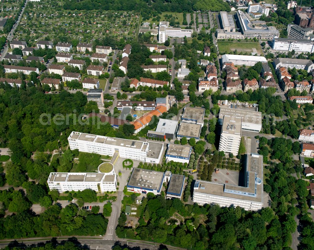 Karlsruhe from above - Campus building of the University of Applied Sciences KIT Conpus Ost on Fasanenweg in the district Oststadt in Karlsruhe in the state Baden-Wuerttemberg, Germany
