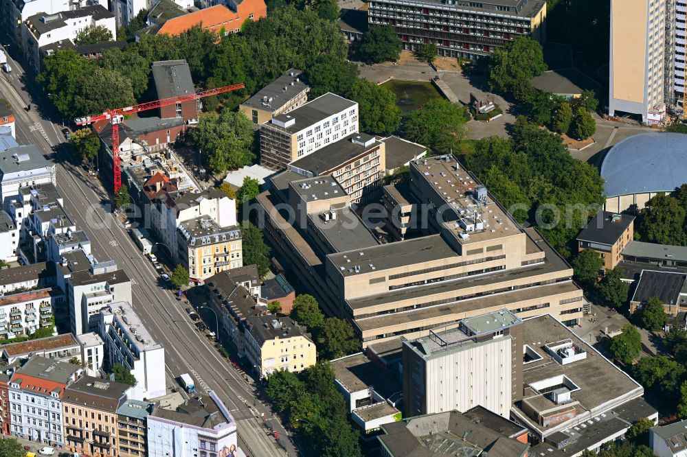 Aerial image Hamburg - Campus building of the University of Hamburg - Institute for Business Informatics on Grindelallee in the district Rotherbaum in Hamburg, Germany
