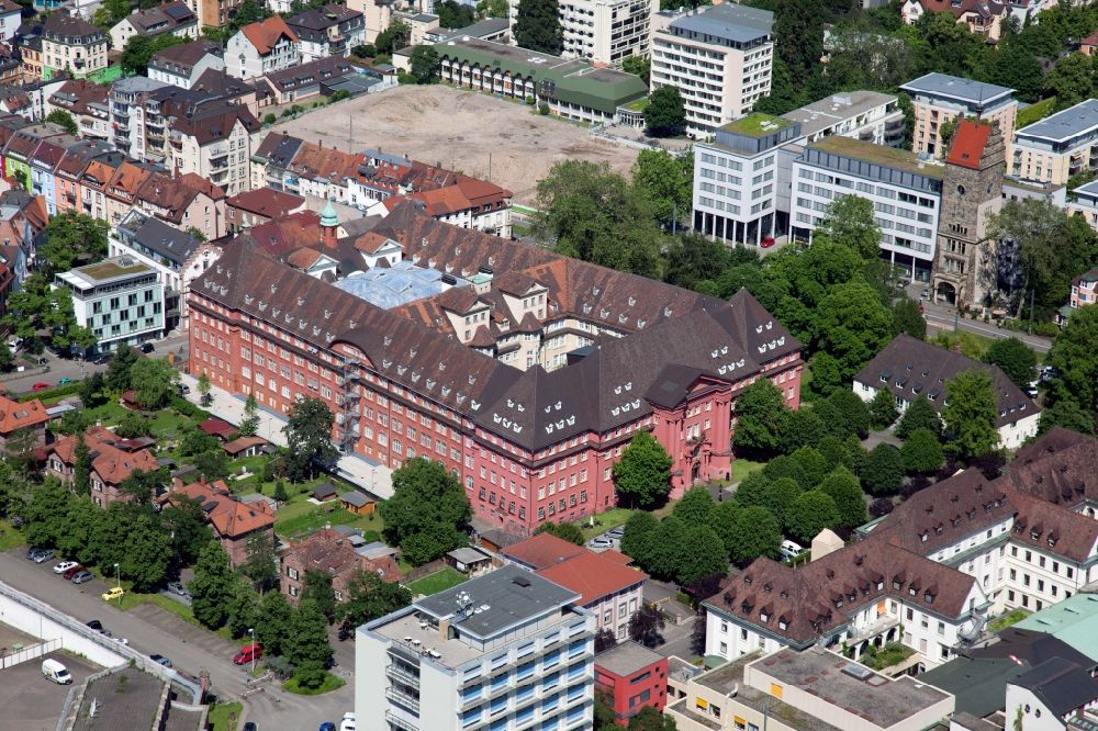 Aerial image Freiburg im Breisgau - Campus building of the university Albert- Ludwig- Universitaet in Freiburg im Breisgau in the state Baden-Wuerttemberg