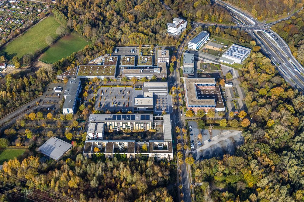 Bochum from above - Campus building of the University of Applied Sciences EBZ Business School GmbH in the district Weitmar in Bochum in the state North Rhine-Westphalia