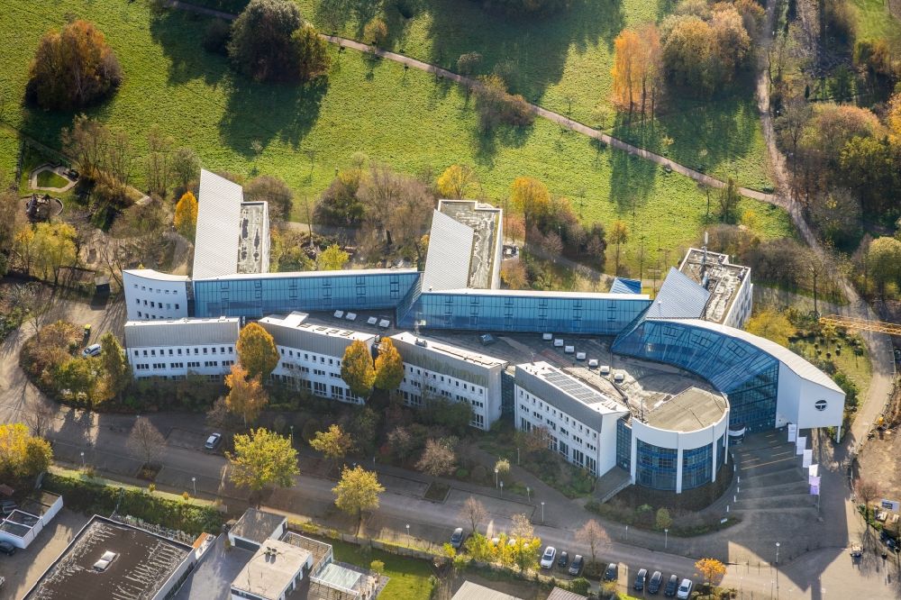 Witten from above - Campus building of the Wolfgang Gerbere university Witten/Herdecke in Witten in the state of North Rhine-Westphalia