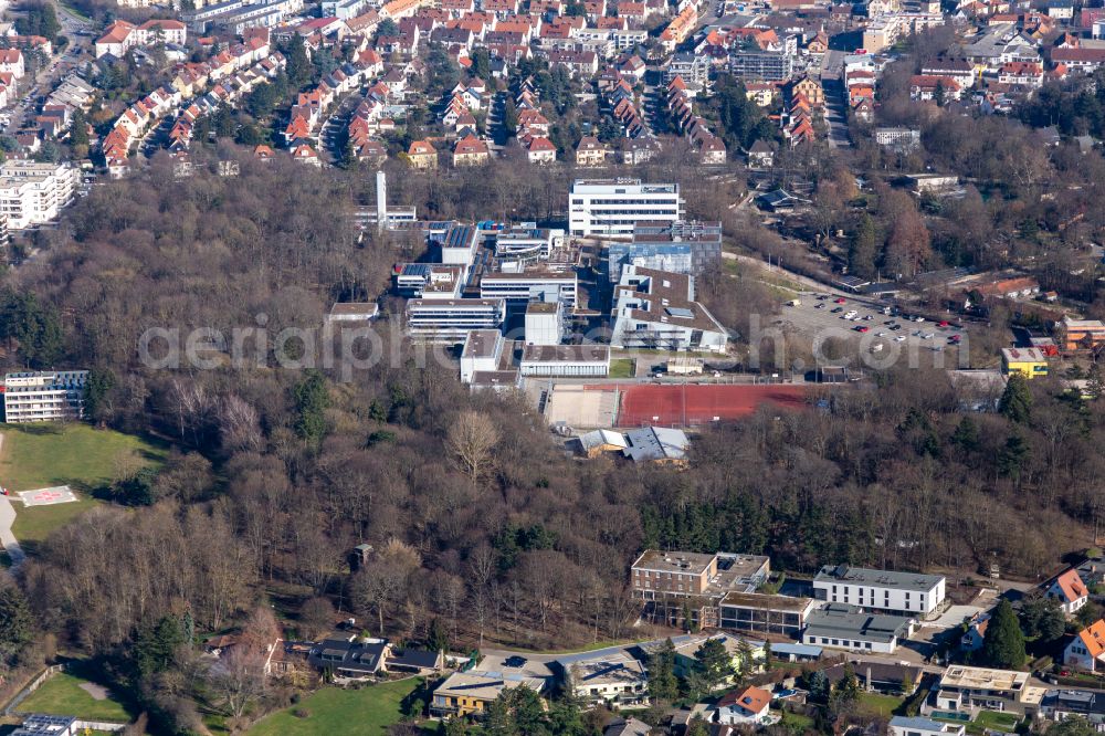 Aerial image Landau in der Pfalz - Campus building of the university Koblenz-Landau Campus Landau on street Fortstrasse in Landau in der Pfalz in the state Rhineland-Palatinate, Germany
