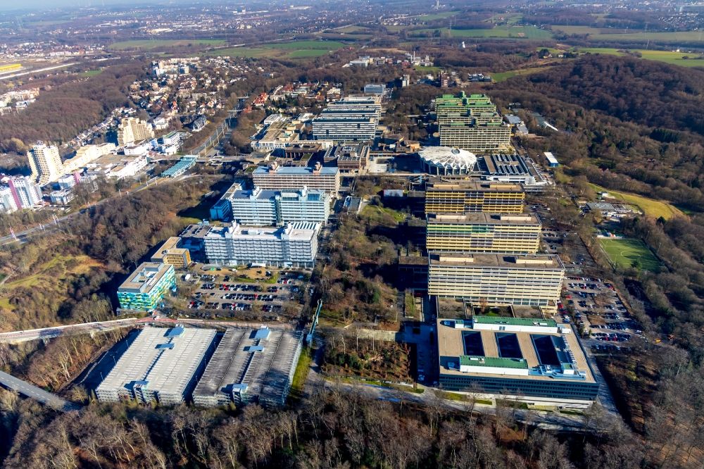 Aerial image Bochum - Campus building of the Ruhr-university in Bochum in the state North Rhine-Westphalia