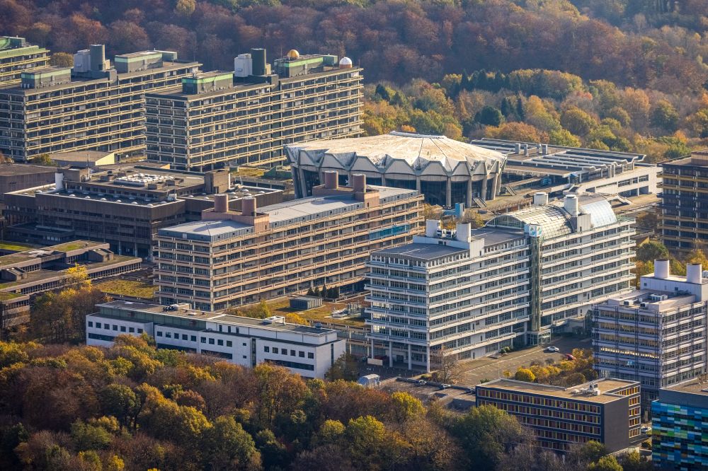 Aerial image Bochum - Campus building of the Ruhr-university on street Universitaetsstrasse in Bochum at Ruhrgebiet in the state North Rhine-Westphalia