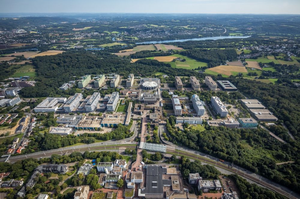Bochum from above - Campus building of the Ruhr-university in Bochum at Ruhrgebiet in the state North Rhine-Westphalia