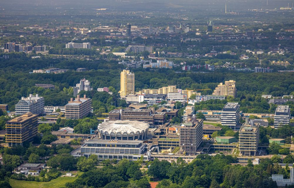 Bochum from the bird's eye view: campus building of the Ruhr-university in Bochum in the state North Rhine-Westphalia