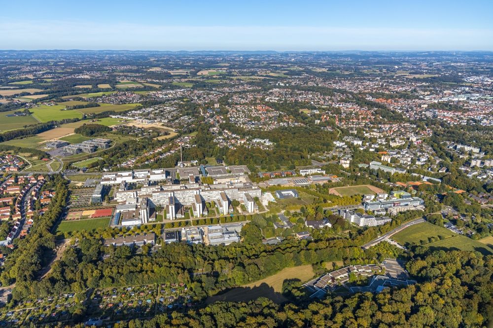 Aerial photograph Bielefeld - Campus building of the university Bielefeld in Bielefeld in the state North Rhine-Westphalia, Germany