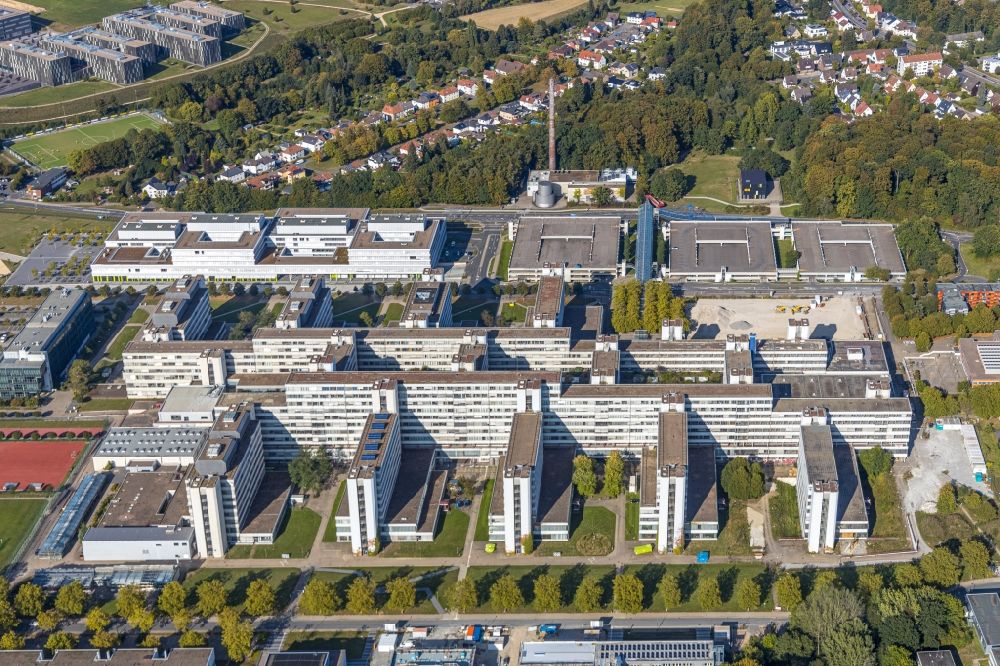 Bielefeld from the bird's eye view: Campus building of the university Bielefeld in Bielefeld in the state North Rhine-Westphalia, Germany
