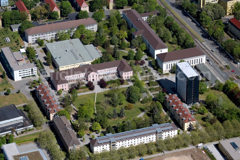 Erfurt from the bird's eye view: Campus building of the university Erfurt along the Nordhaeuser Strasse in the district Andreasvorstadt in Erfurt in the state Thuringia, Germany