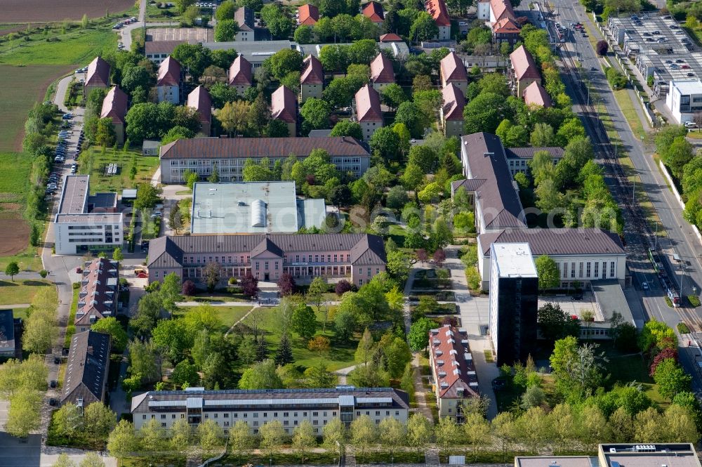Erfurt from above - Campus building of the university Erfurt along the Nordhaeuser Strasse in the district Andreasvorstadt in Erfurt in the state Thuringia, Germany