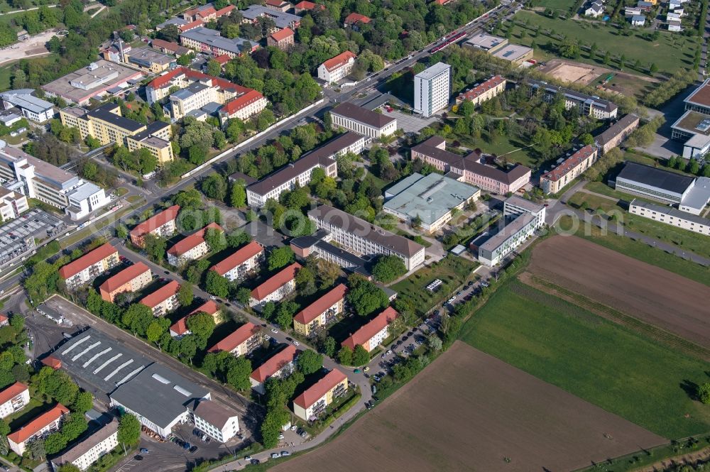 Erfurt from the bird's eye view: Campus building of the university Erfurt along the Nordhaeuser Strasse in the district Andreasvorstadt in Erfurt in the state Thuringia, Germany