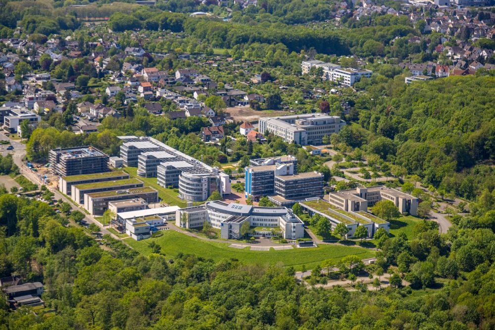 Hagen from above - campus building of the university FernUniversitaet Hagen in Hagen at Ruhrgebiet in the state North Rhine-Westphalia, Germany