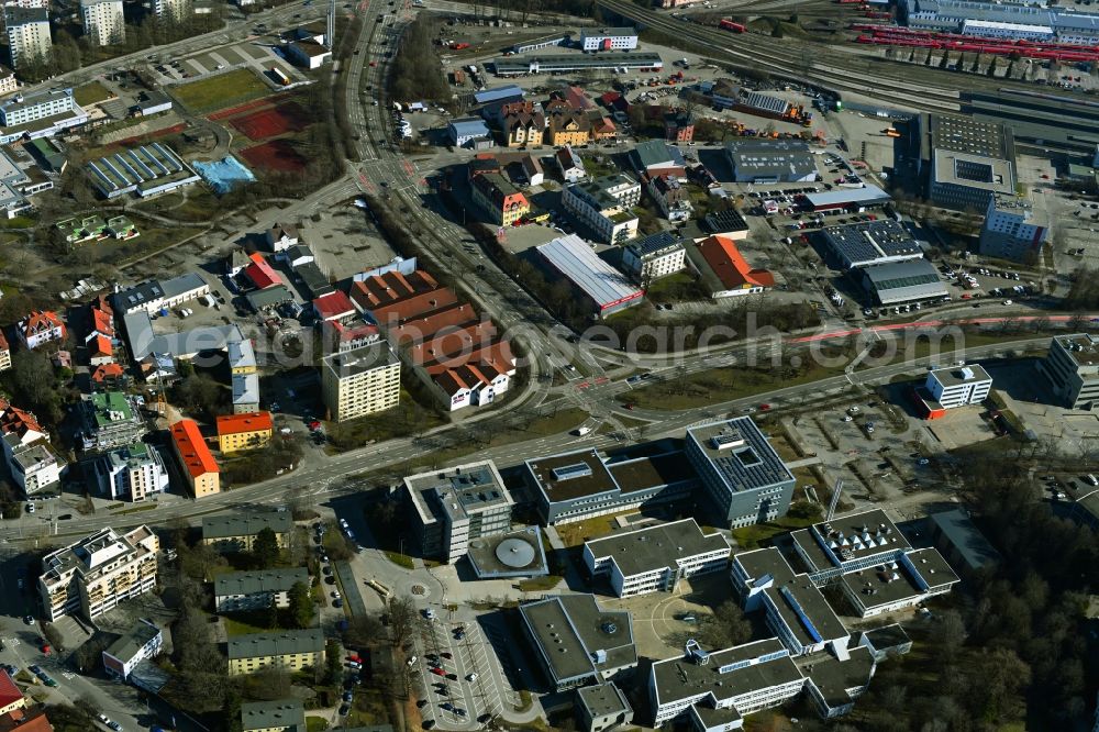 Aerial image Kempten (Allgäu) - Campus building of the university Hochschule fuer ongewondte Wissenschaften Kempten in the district Dreifaltigkeit in Kempten (Allgaeu) in the state Bavaria, Germany