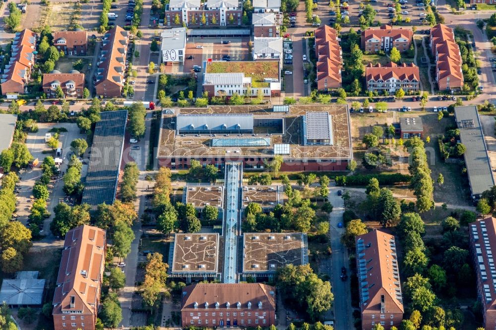 Aerial image Lüneburg - Campus building of the university Leuphana Universitaet Lueneburg in Lueneburg in the state Lower Saxony, Germany