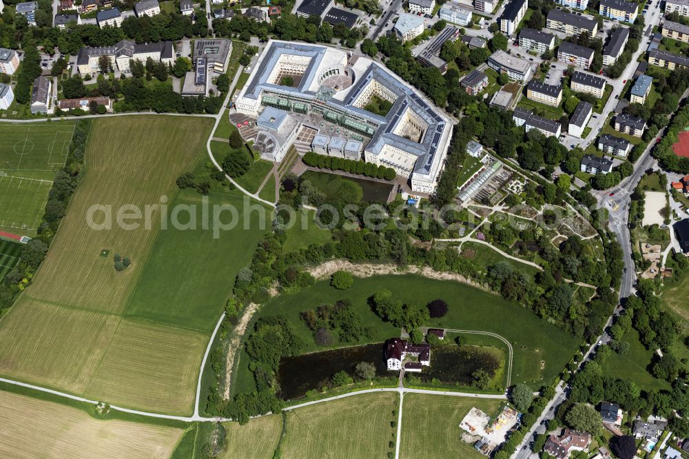 Aerial image Salzburg - Campus building of the university Natur- and Lebenswissenschaftliche Fakultaet on street Hellbrunner Strasse in Salzburg in Austria