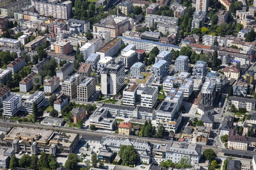 Aerial image Salzburg - Campus building of the university Paracelsus Medizinische Privatuniversitaet in Salzburg in Austria