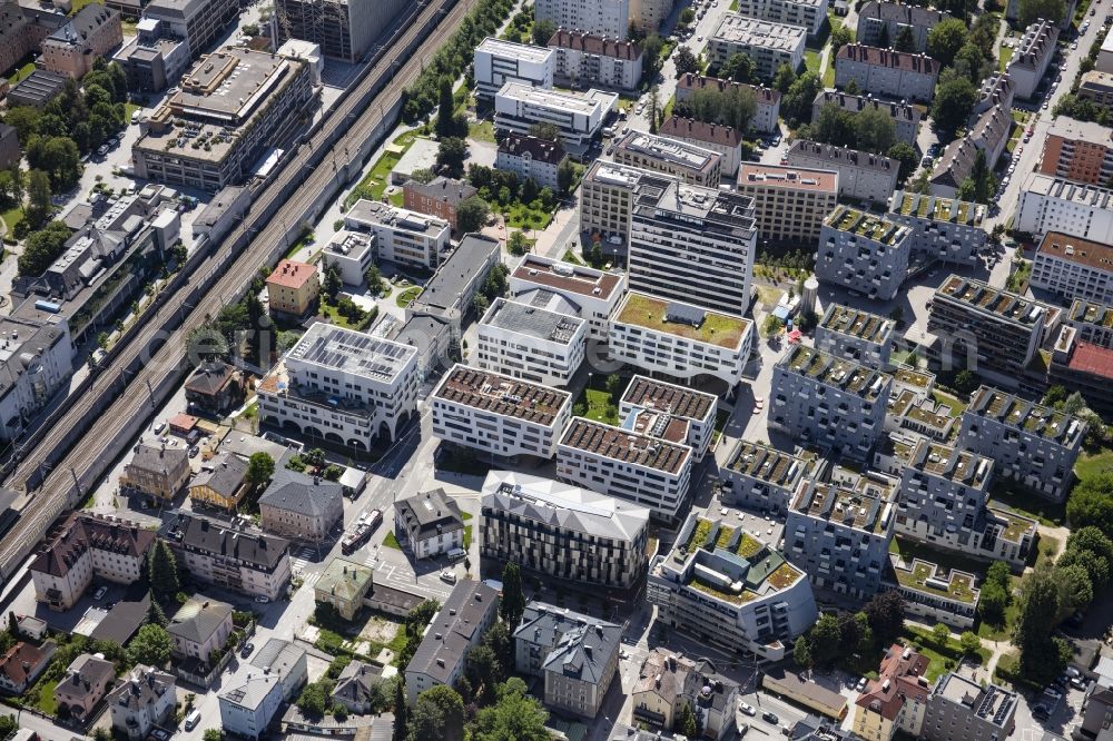 Aerial image Salzburg - Campus building of the university Paracelsus Medizinische Privatuniversitaet in Salzburg in Austria