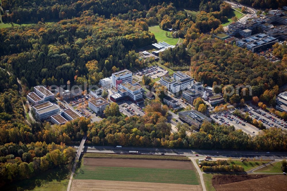 Aerial photograph Ulm - Campus building of the university Ulm on Helmholtzstrasse in Ulm in the state Baden-Wuerttemberg, Germany