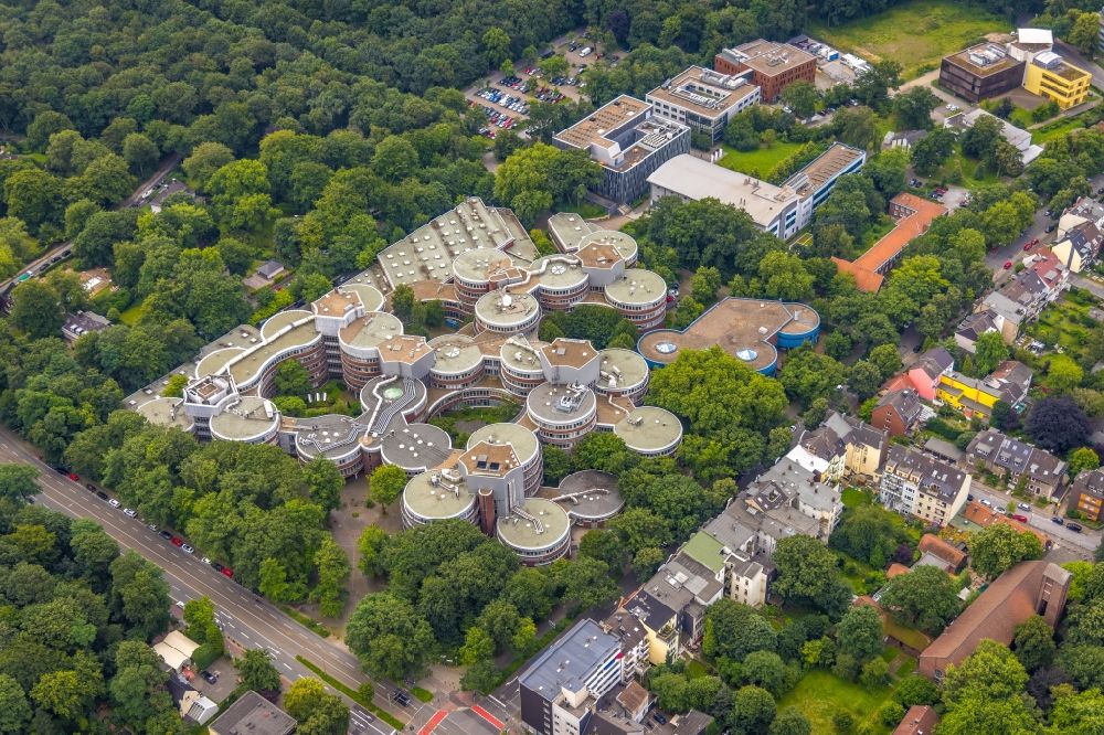 Duisburg from above - Campus building of the university in Duisburg at Ruhrgebiet in the state North Rhine-Westphalia