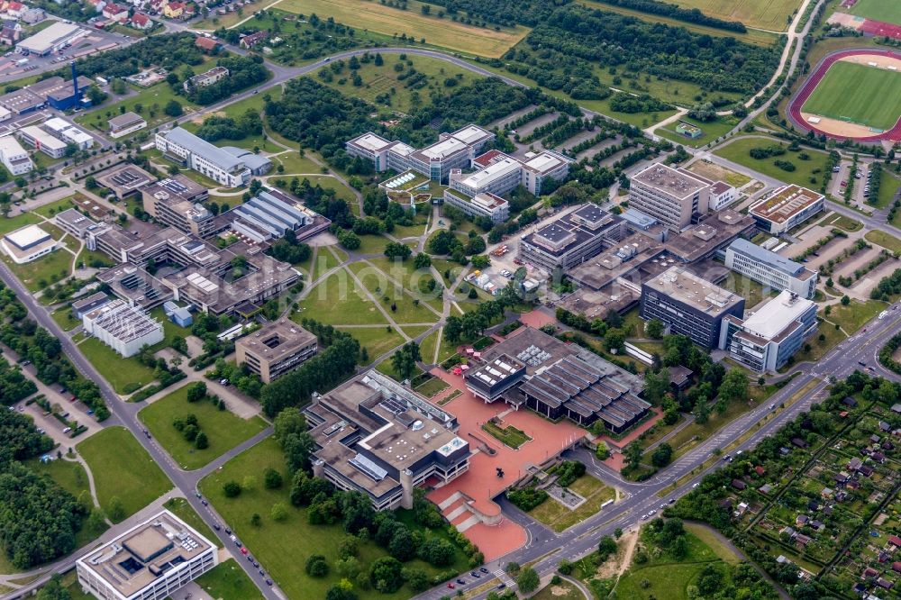 Würzburg from the bird's eye view: Campus buildings of the university and library Wuerzburg in the district Frauenland in Wuerzburg in the state Bavaria, Germany