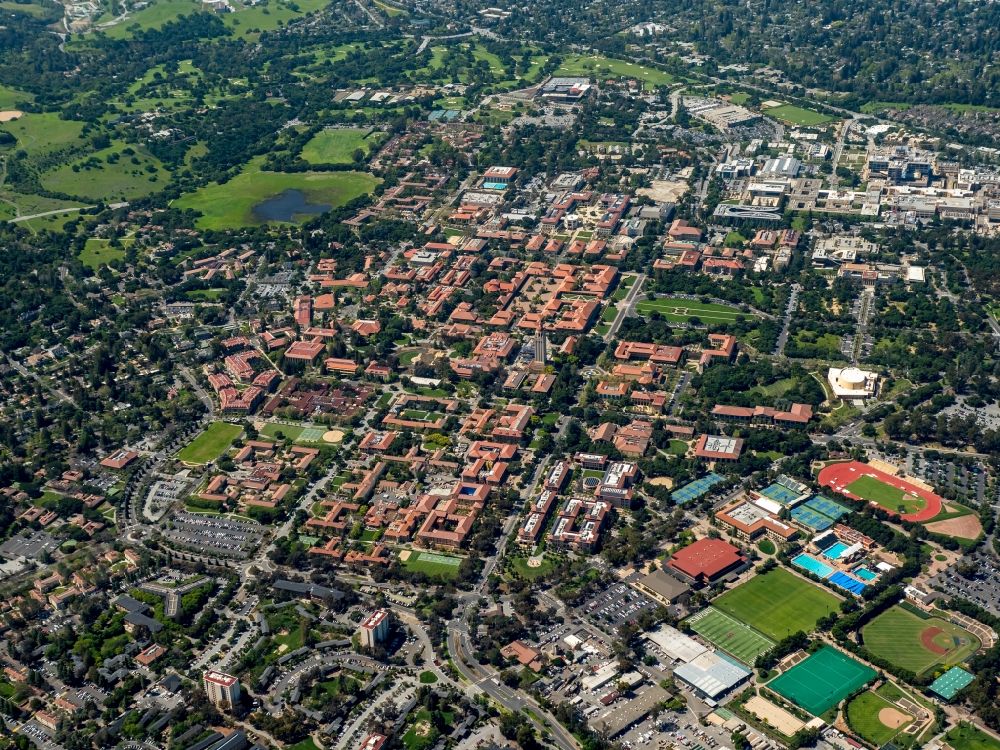 Aerial photograph Stanford - Campus area of Stanford University (Leland Stanford Junior University) in Stanford in California in the USA