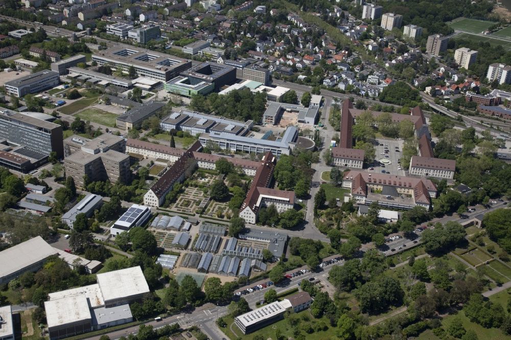 Mainz from above - Campus grounds of the University Johannes Gutenberg in Mainz in the state Rhineland-Palatinate