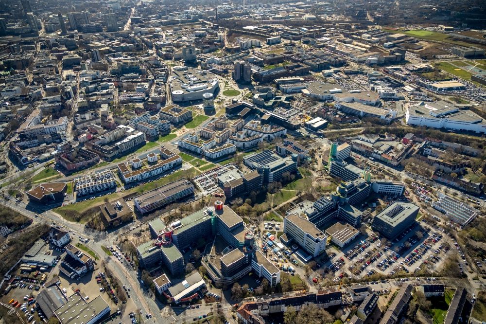 Essen from above - Campus area of the University of Duisburg-Essen in Essen in the state of North Rhine-Westphalia