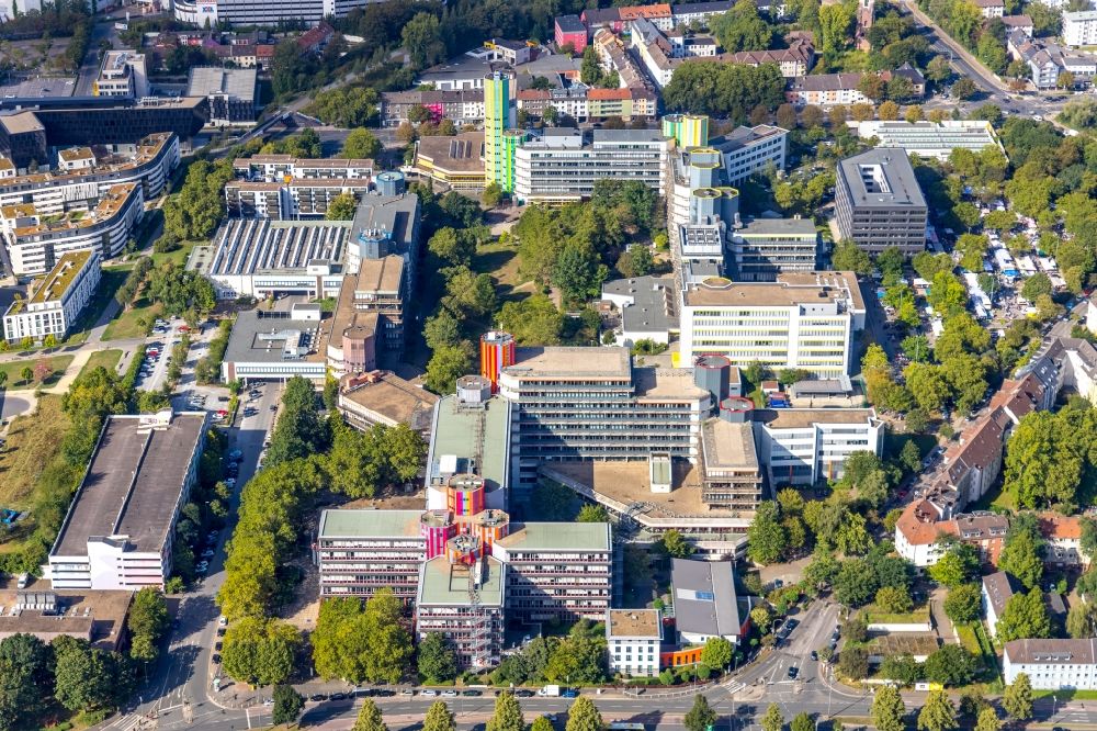 Aerial photograph Essen - Campus area of the University of Duisburg-Essen in Essen at Ruhrgebiet in the state of North Rhine-Westphalia