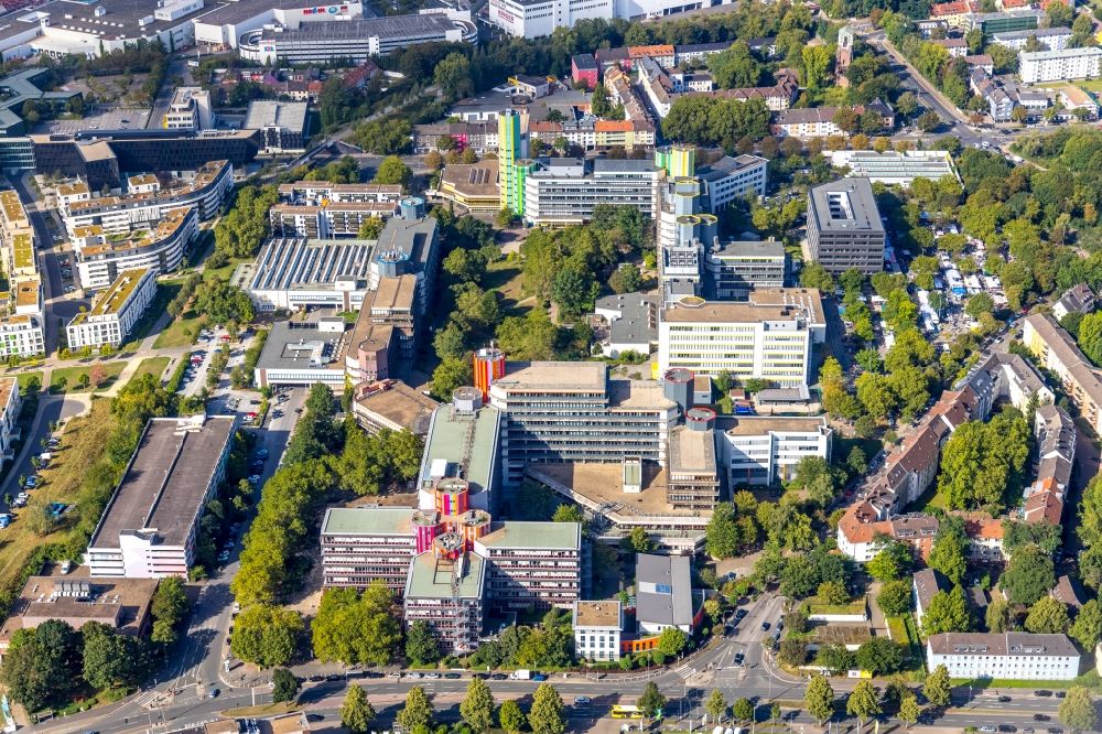 Essen from above - Campus area of the University of Duisburg-Essen in Essen at Ruhrgebiet in the state of North Rhine-Westphalia