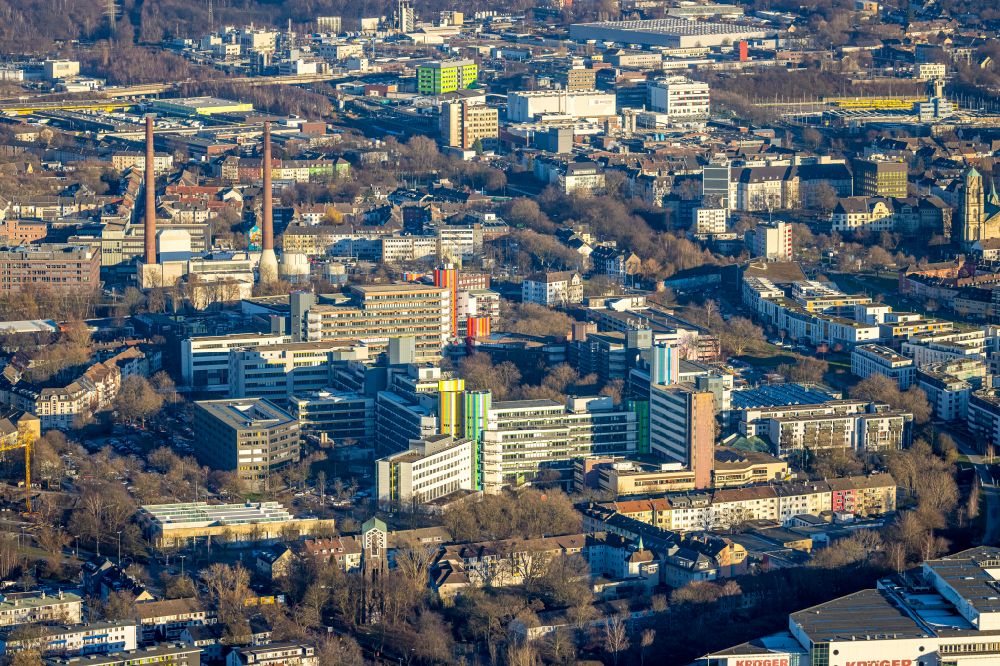 Essen from the bird's eye view: Campus area of the University of Duisburg-Essen in Essen in the state of North Rhine-Westphalia