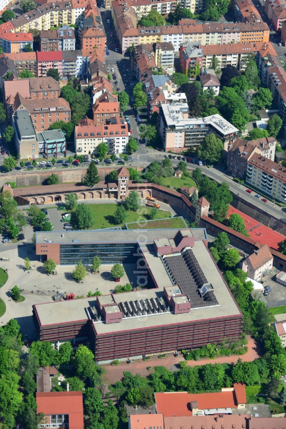 Aerial image Nürnberg - Campus grounds of the University of Erlangen-Nuremberg in Nuremberg in Bavaria. In the new building of the Institute of Economics computer science II is housed