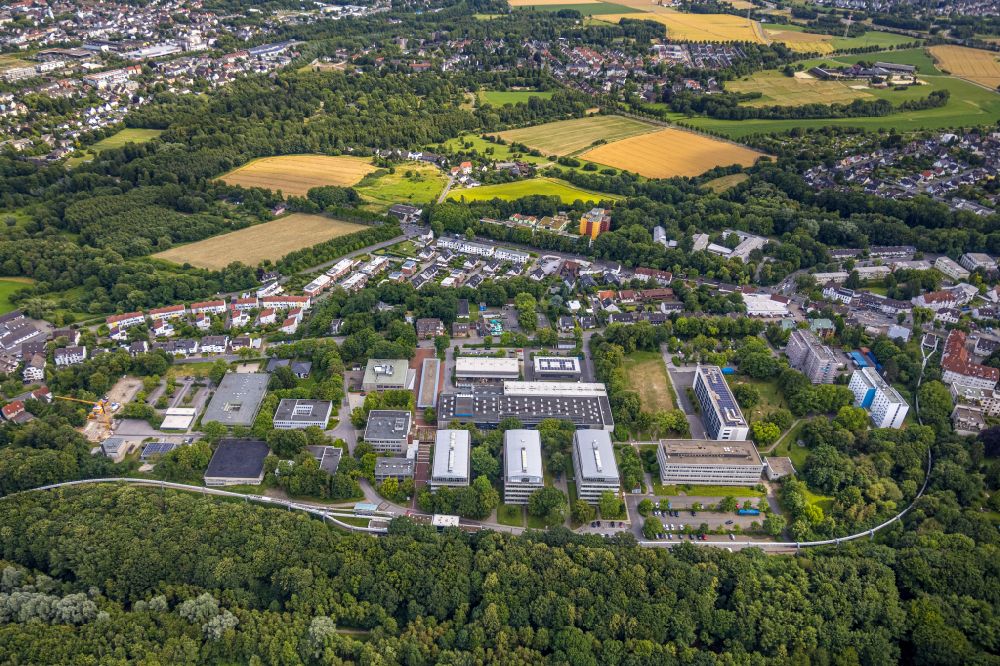 Dortmund from above - Campus building of the university Technische Universitaet Dortmund on Campus Sued on street Baroper Strasse in the district Hombruch in Dortmund at Ruhrgebiet in the state North Rhine-Westphalia, Germany