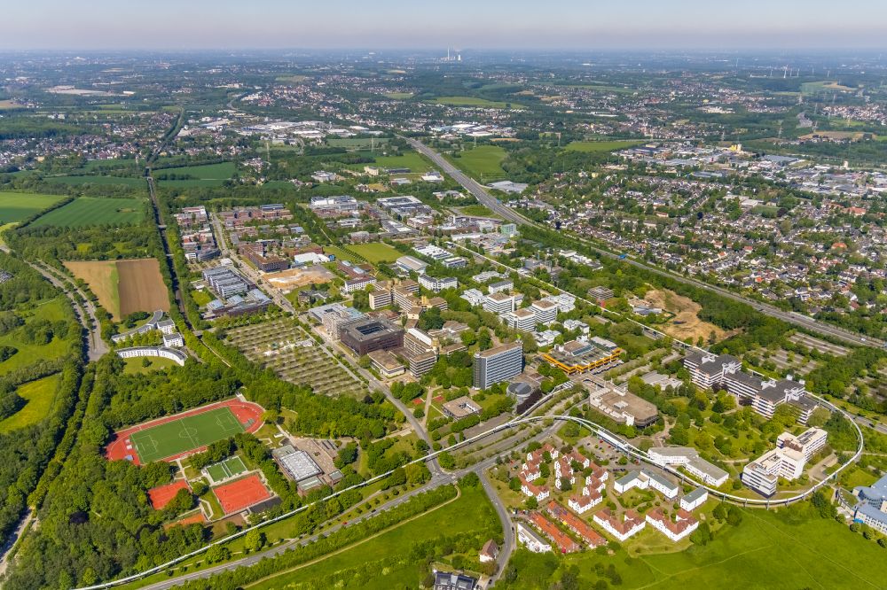 Dortmund from above - Campus building of the technical university in Dortmund at Ruhrgebiet in the state of North Rhine-Westphalia, Germany