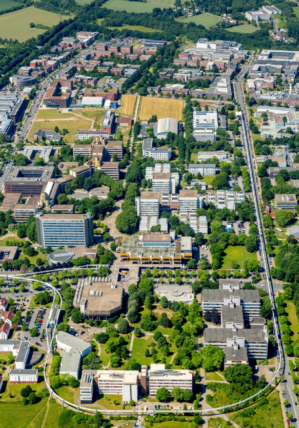 Dortmund from the bird's eye view: Campus building of the technical university in Dortmund at Ruhrgebiet in the state of North Rhine-Westphalia, Germany
