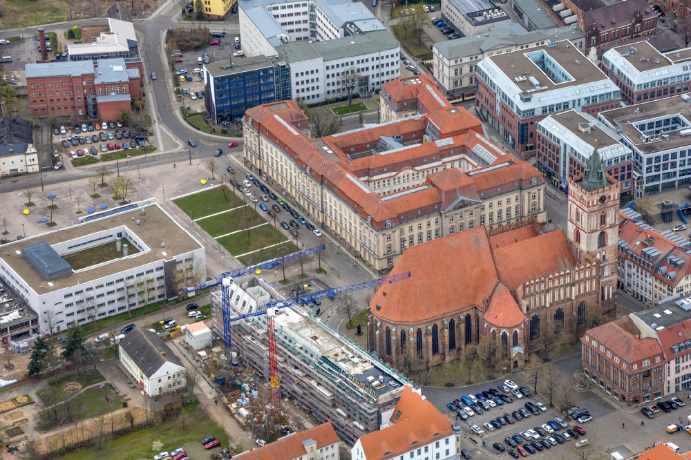 Aerial image Frankfurt (Oder) - Campus University- area Europa-Universitaet Viadrina, Zentrale on Grosse Scharrnstrasse in the district Stadtmitte in Frankfurt (Oder) in the state Brandenburg, Germany