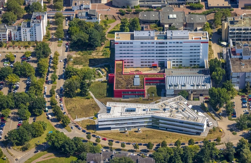 Aerial image Düsseldorf - Campus University- area Exzellenzcluster CEPLAS on Universitaetsstrasse in the district Bilk in Duesseldorf in the state North Rhine-Westphalia, Germany