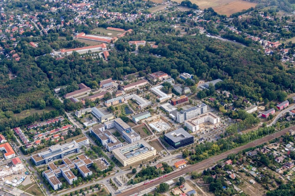 Aerial photograph Potsdam - Campus- university area with new construction site on the grounds of the University of Potsdam in the district Golm in Potsdam in the federal state of Brandenburg, Germany
