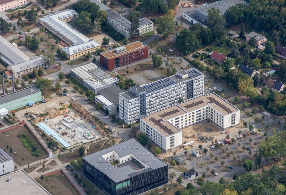 Potsdam from above - Campus- university area with new construction site on the grounds of the University of Potsdam in the district Golm in Potsdam in the federal state of Brandenburg, Germany