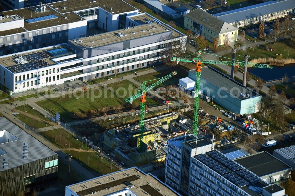 Aerial image Potsdam - Campus- university area with new construction site on the grounds of the University of Potsdam in the district Golm in Potsdam in the federal state of Brandenburg, Germany