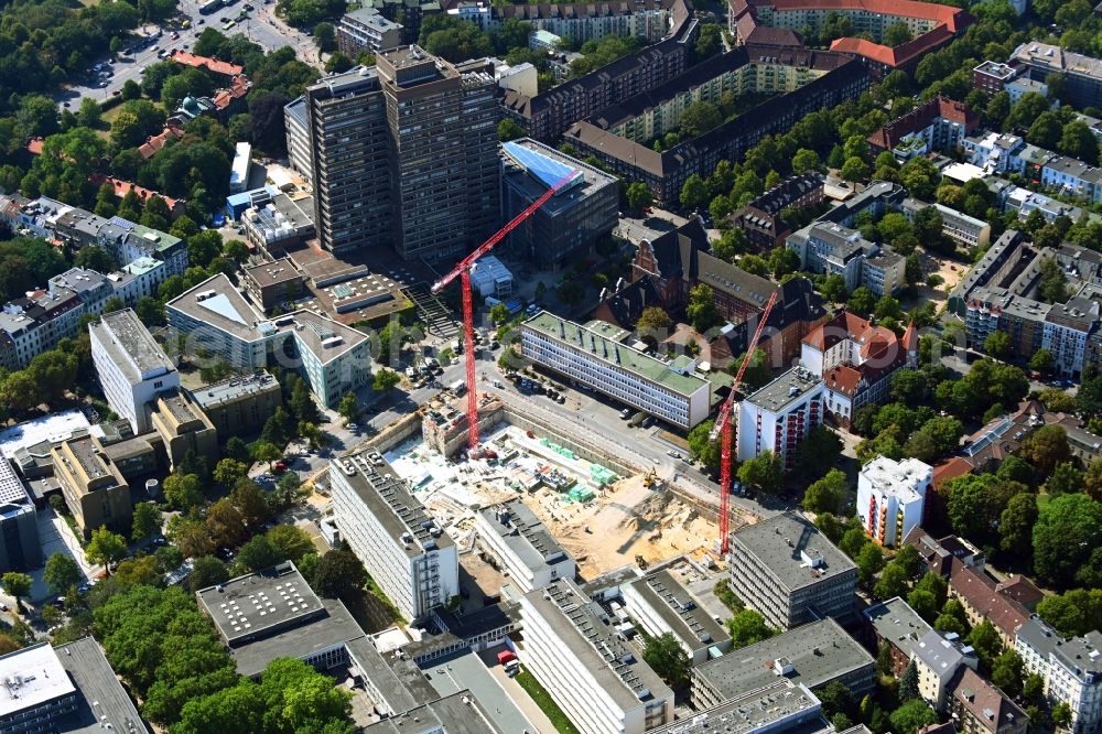 Aerial photograph Hamburg - Campus university area with new construction site MIN-Forum and Informatik-Neubau in the district Rotherbaum in Hamburg, Germany