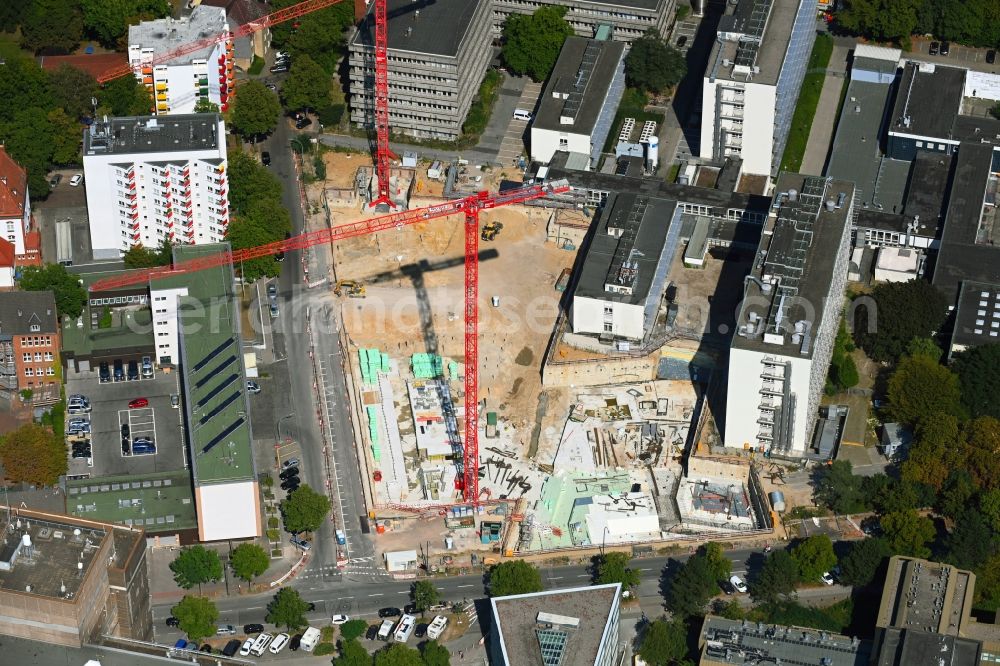 Aerial image Hamburg - Campus university area with new construction site MIN-Forum and Informatik-Neubau in the district Rotherbaum in Hamburg, Germany