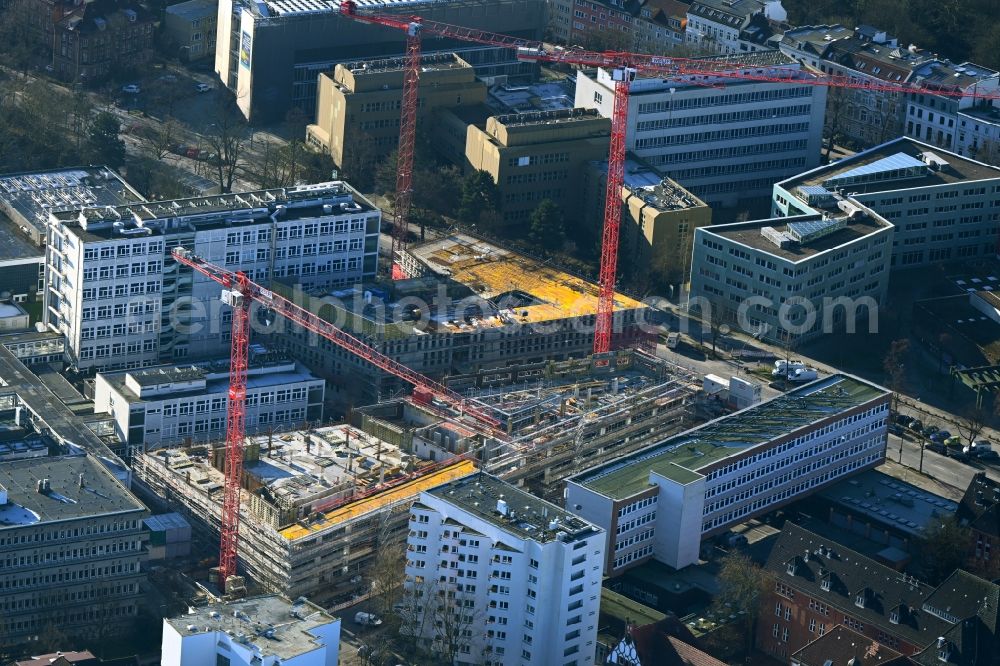 Aerial image Hamburg - Campus university area with new construction site MIN-Forum and Informatik-Neubau in the district Rotherbaum in Hamburg, Germany