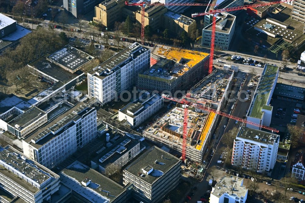 Hamburg from above - Campus university area with new construction site MIN-Forum and Informatik-Neubau in the district Rotherbaum in Hamburg, Germany