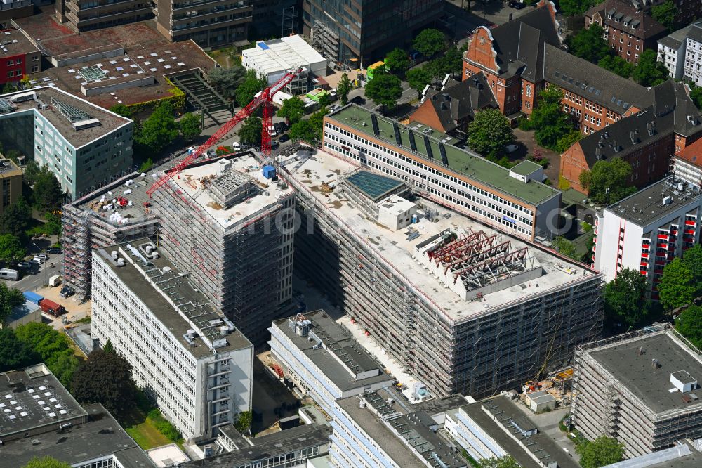 Aerial image Hamburg - Campus university area with new construction site MIN-Forum and Informatik-Neubau on street Bundesstrasse in the district Rotherbaum in Hamburg, Germany