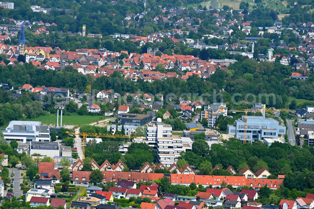 Lemgo from the bird's eye view: Campus University- area Technische Hochschule Ostwestfalen-Lippe Biotechnologie on street Liebigstrasse in the district Brake in Lemgo in the state North Rhine-Westphalia, Germany